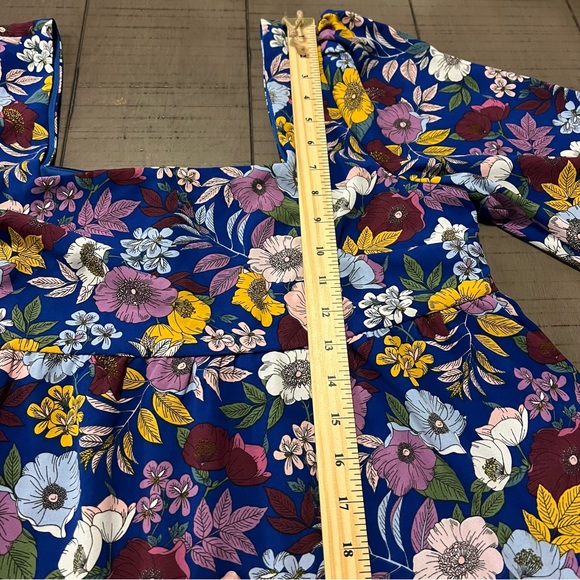 BCBG Generation Square Neck Floral Casual Dress blue size 12. - Picture 15 of 16